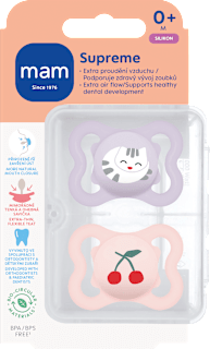 dudlík Supreme 0+m, fialový/růžový mam