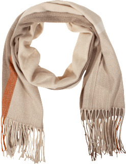 Reciklirani šal s karo uzorkom - bež-narandžasti PURSET