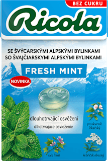 švýcarské bylinné bonbóny Fresh mint Ricola