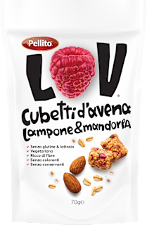 Cubetti d'avena, lampone e mandorle Pellito