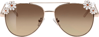 Sonnenbrille Kids, Pilotenbrille mit goldenem Gestell & weißen Blüten SUNDANCE