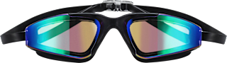 Schwimmbrille Erwachsene, schwarzer Rahmen, bunt verspiegelt SUNDANCE