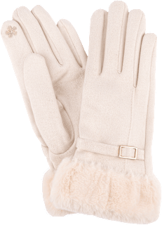 Zimske rukavice s krznom – bež toplo & meko