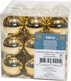 Globuri brad din plastic Aurii 40mm OTHMAR DECORATIONS