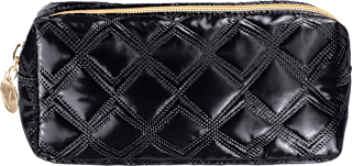 Kosmetyczka pikowana piórnik Gold Black, czarna intervion