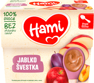 Ovocný príkrm 100% ovocie, slivka a jablko Hami