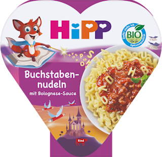 Kinderteller Buchstabennudeln mit Bolognese-Sauce  HiPP
