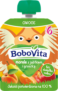 Mus morele z jabłkiem i gruszką po 6 miesiącu  Bobovita