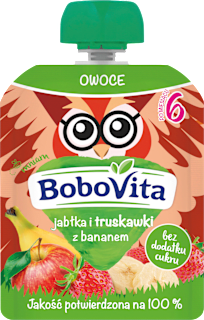 Mus jabłko truskawka banan po 6 miesiącu  Bobovita