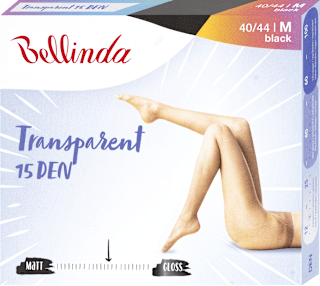 Hlačne nogavice Transparent, 15 DEN, 40-44, črne Bellinda