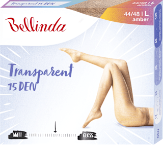 Hlačne nogavice Transparent, 15 DEN, 44-48, amber Bellinda