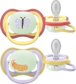 Schnuller ultra air nighttime Silikon, gelb/lila, 0-6 Monate PHILIPS AVENT