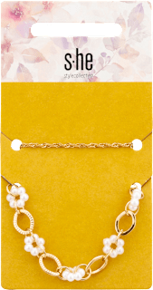 Armband Set Gold-Optik Blumen & Perlen s-he stylecollection