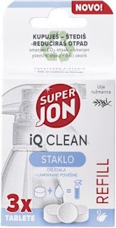 Vodotopive tablete za čišćenje stakla iQ Clean – ulje ružmarina, refill, 3 x 2 g SUPER JON