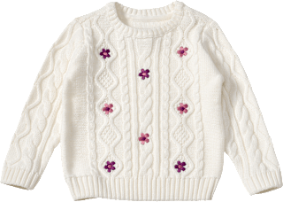 Pullover aus Strick mit Blumen-Stickerei, weiß & lila, Gr. 110 ALANA