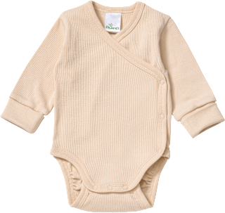 Wickelbody Langarm mit Mitwachsfunktion, beige, Gr. 62/68 ALANA