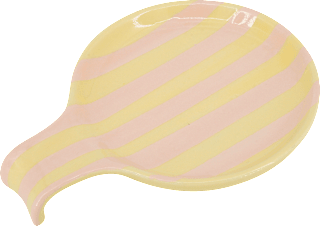 Löffelablage aus Steingut, gestreift gelb/rosa  Soapland