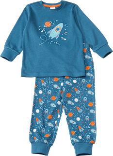 Schlafanzug mit Weltraum-Muster, blau & orange, Gr. 104 ALANA