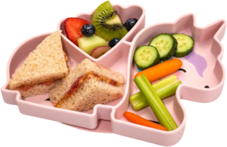 Farfurie din silicon cu ventuză, model unicorn melii