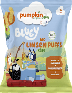 Kindersnack Bluey Linsen Puffs Käse ab 3 Jahren pumpkin organics