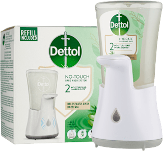 Bezdotykowy aplikator mydła w płynie Aloes i Witamina E, zestaw Dettol