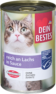 Karma mokra dla kota z łososiem w sosie Dein Bestes