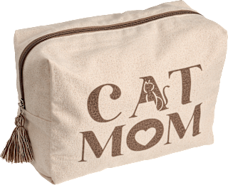 Aufbewahrungs-Tasche "CAT MOM" aus Bio-Baumwolle, natur/braun (24x16x10 cm) Vito & Joe