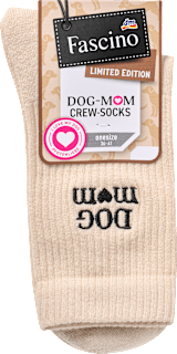Crew Socken Dog Mom beige Gr. 36-41 Fascino