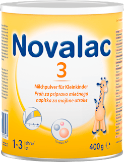 Prah za pripravo mlečnega napitka za majhne otroke, nadaljevalno mleko 3, 1-3 let Novalac