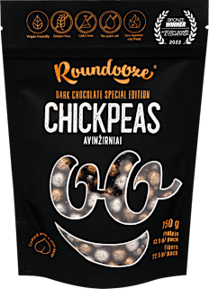 Csicseriborsó snack, étcsokoládé bevonattal Roundooze