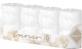 adventní svíčka válec 50x100 mm rustikální metalické, Perleť bílá Emocio