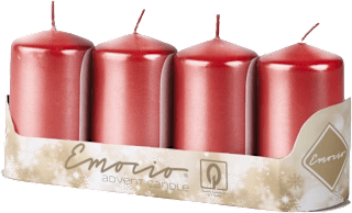 adventní svíčka válec 40x80mm červená metalická Emocio