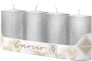 adventní svíčka válec 50x100 mm rustikální metalická stříbrná Emocio