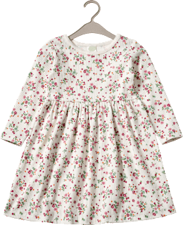 Kleid mit Ripp-Struktur & Blumen-Muster, weiß & rosa, Gr. 98 ALANA
