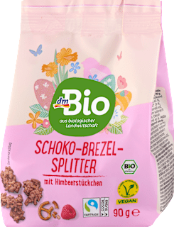 Brezeln, Schoko-Brezel-Splitter mit Himbeerstückchen dmBio