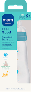 Babyflasche aus Glas Feel Good türkis, von Geburt an, 260 ml mam