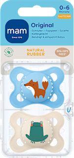 Schnuller Original Kautschuk, blau/creme, 0-6 Monate mam