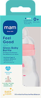 Babyflasche aus Glas Feel Good rosa, von Geburt an, 170 ml mam