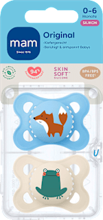 Schnuller Original Silikon, blau/creme, 0-6 Monate   mam