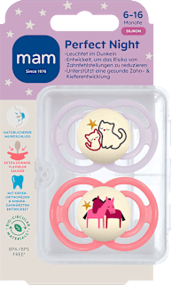 Schnuller Perfect Night Silikon, lia/rose, 6-16 Monate mam