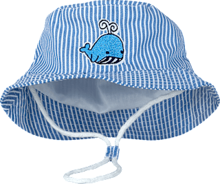 Bucket Hut Kinder blau gestreift mit Wal-Motiv keine Marke