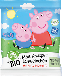Eko kukuruzne grickalice za djecu Peppa Pig – s jabukom i mrkvom, 12+ mj. PURE & FUN