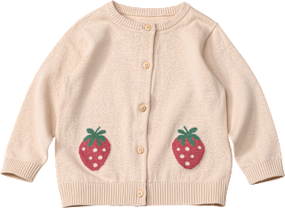 Strickjacke mit Erdbeer-Stickerei, beige, Gr. 92 ALANA