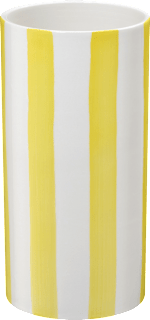 Vase aus Steingut, gestreift, weiß/gelb (21x10,5 cm) dm home