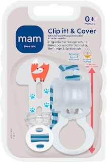 Schnullerband Clip it! & Cover blau mam