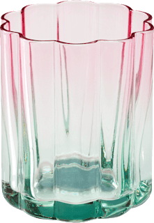 Trinkglas, gewellt, rosa/grün (9x7,5 cm) dm home