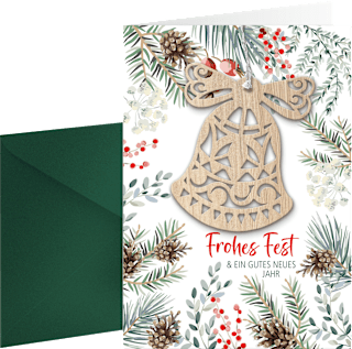 Grußkarte Weihnachten Glocke Anhänger CACTUS