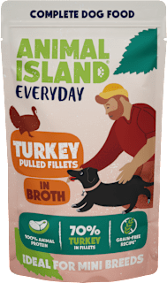 Karma mokra dla psa szarpane fileciki z indyka w rosole ANIMAL ISLAND