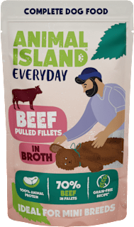 Karma mokra dla psa szarpane fileciki z wołowiny w rosole ANIMAL ISLAND