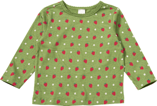Langarmshirt mit Erdbeer-Muster, grün, Gr. 110 ALANA